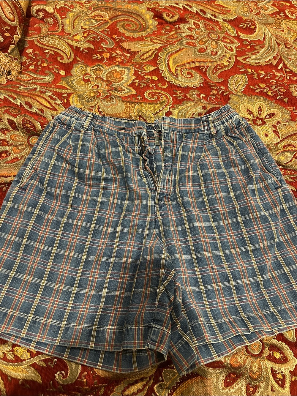 Liz Claiborne Blue Plaid Jean Shorts